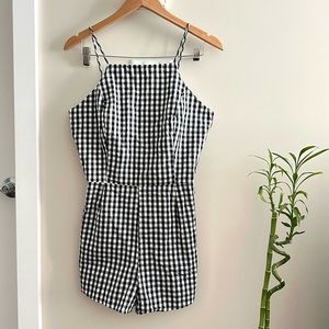 PEPPERMINT Black & White Gingham Halter Cotton Romper Made in USA